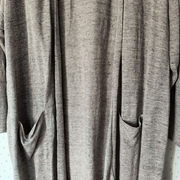 Eileen Fisher Cardigan Sweater 3X Oatmeal Organic Linen Open Duster LagenlooK - Picture 4 of 16
